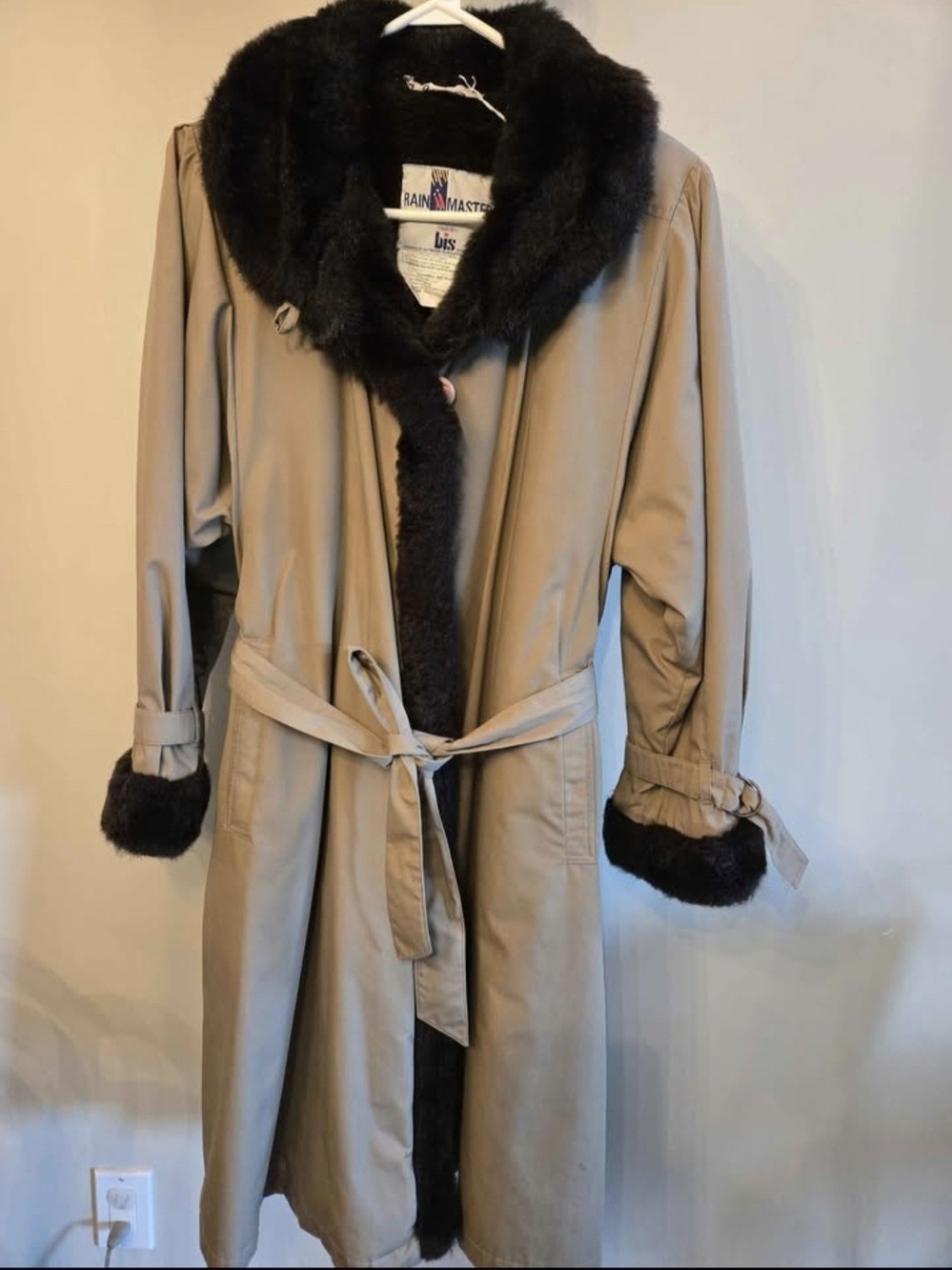 Vintage Trench Coat with Black Trim